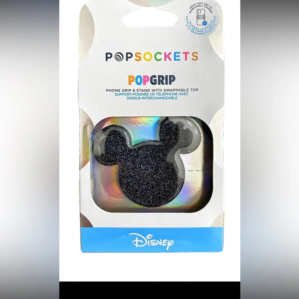 PopSockets Disney Mouse Ears Glitter Black Disneyland PopSocket new in box